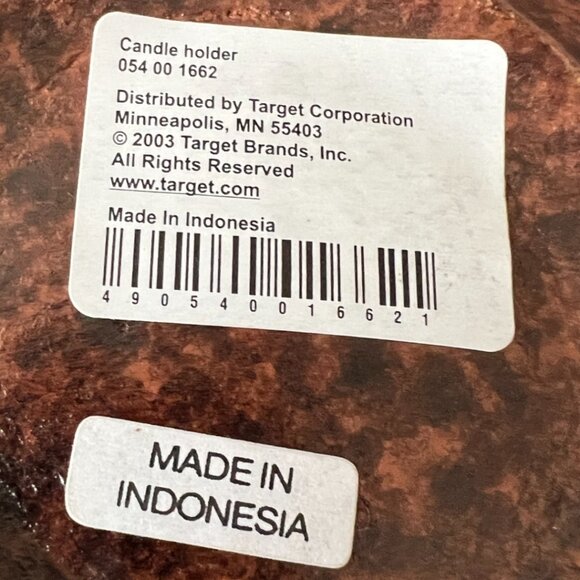 NWT! Vtg  Etched Terracotta Candle Holder Indonesia Floral 2003 Target - Picture 8 of 9
